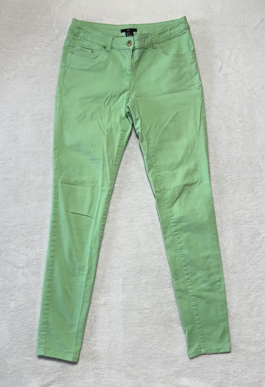 H&M Pants Womens US 8 Green Slim Skinny Ankle Stretch Cotton Casual Classic